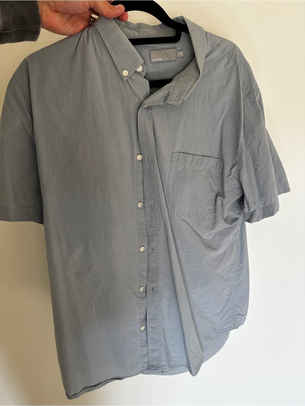 Vince Short-Sleeve Button-Down Shirt in Pale Gray-Blue